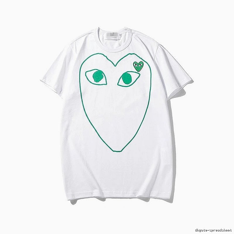 Comme des Garcons PLAY 2023-13 Green Style 2313 Heart Logo T-Shirt Soft Neutral