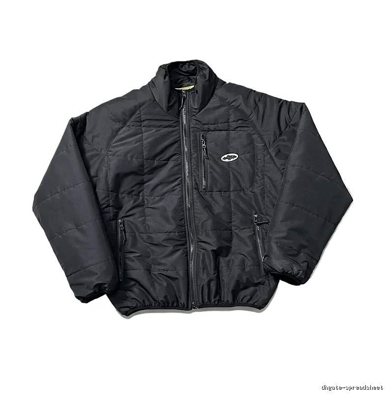 Corteiz black minimalist style cotton-padded jacket