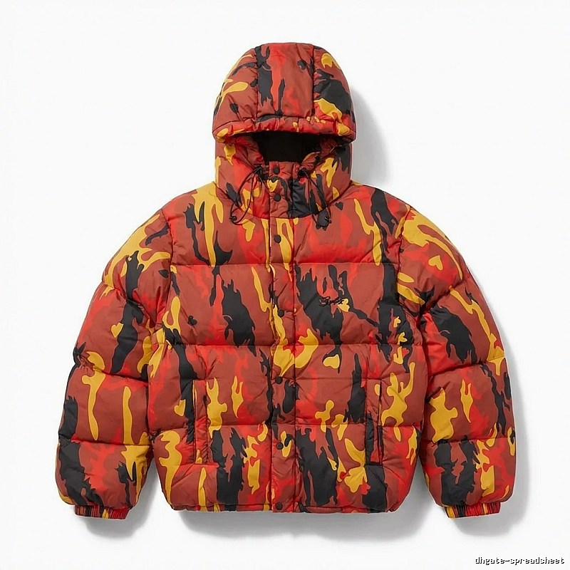 Corteiz camouflage-style red down jacket