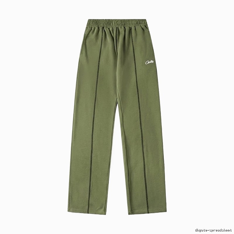 Corteiz minimalist style olive green long trousers