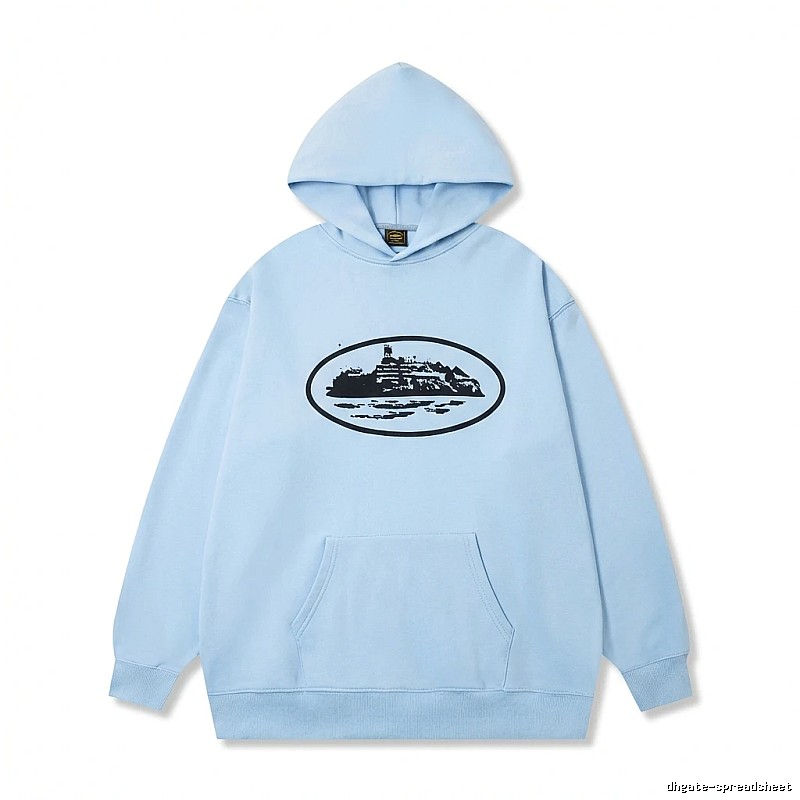 Corteiz Print Minimalist Light Blue Hoodie