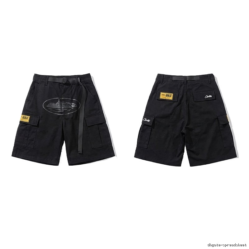 Corteiz workwear-style black shorts