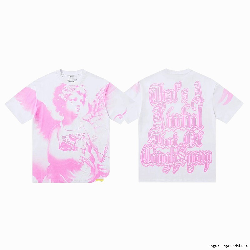 COUGH SYRUP Angel Print Street Style White and Pink T-shirt