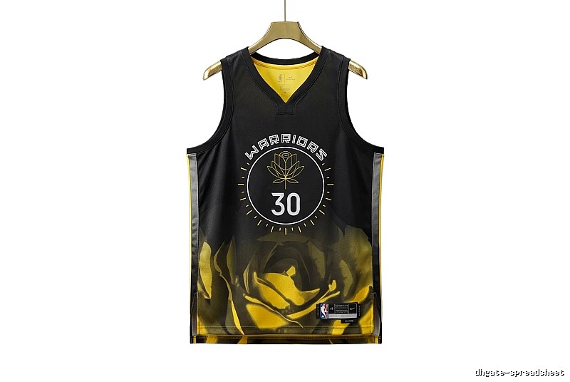 Curry Warriors black and yellow trendy brand jersey
