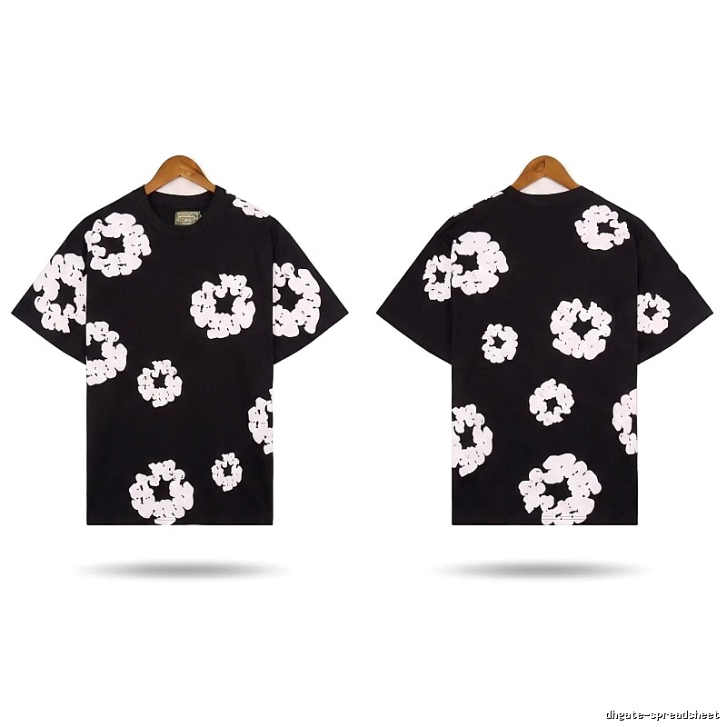 DENIM TEARS Black and White Retro Short-sleeve Shirt