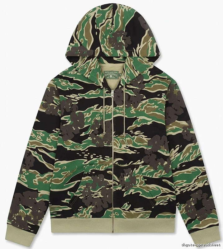 DENIM TEARS camouflage-style green and black hoodie