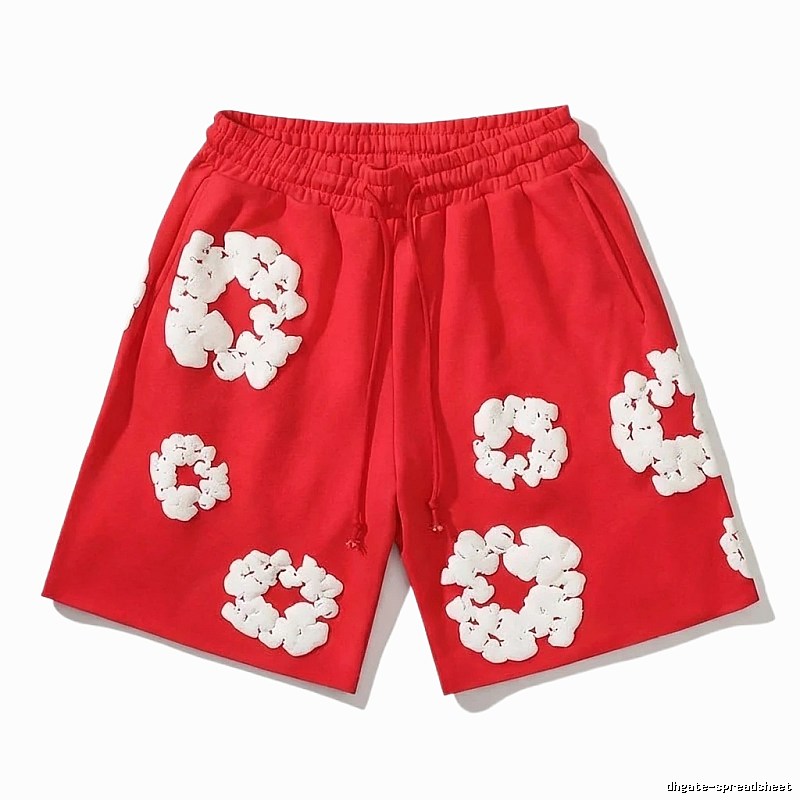 DENIM TEARS Red and White Retro Shorts