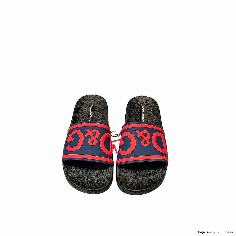 D&G DG Classic Trendy Brand Blue-Red Color-block Slides
