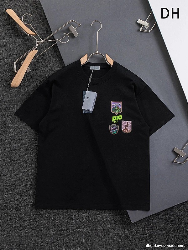Dior Badge Collection Vintage Style Black Short-sleeve T-shirt