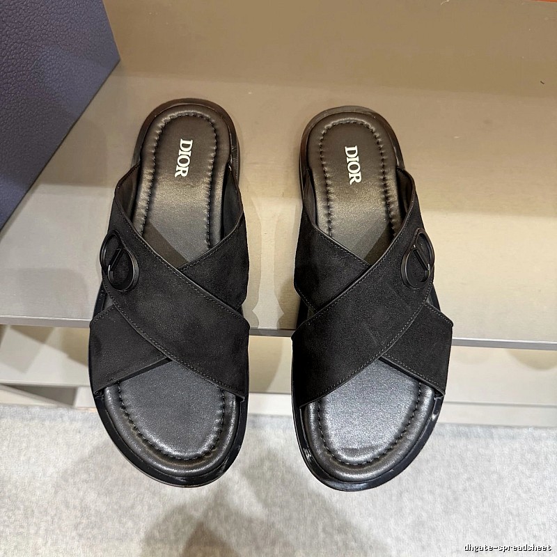 Dior Classic Casual Style Black Criss-Cross Slide Sandals