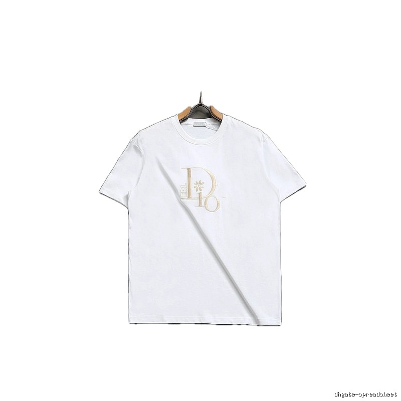 Dior Embroidered Light Luxury Style White T-Shirt