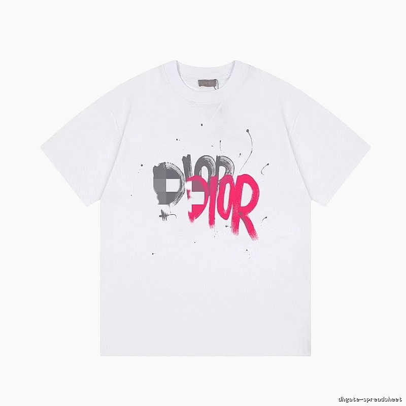 Dior Graffiti Street Style White Short-Sleeve T-Shirt