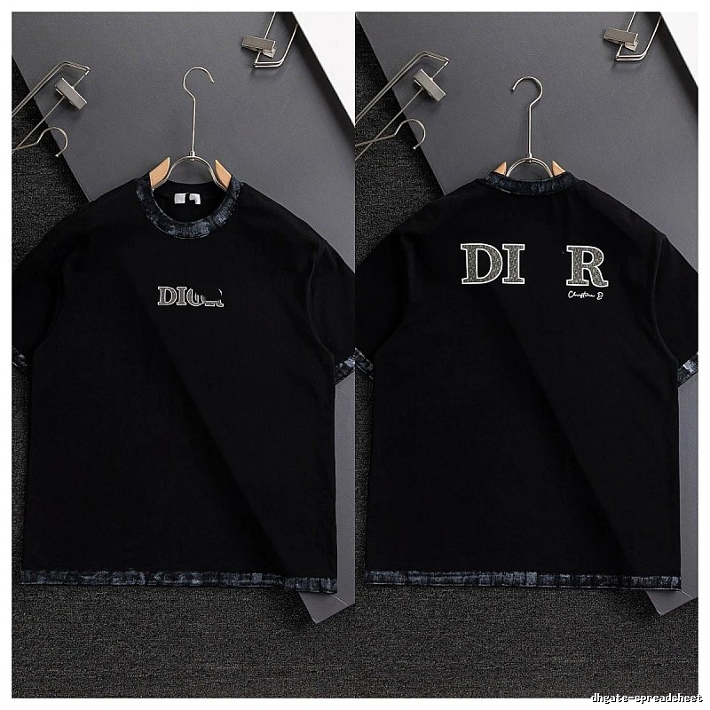 Dior Letter Print Light Luxury Style Black T-Shirt