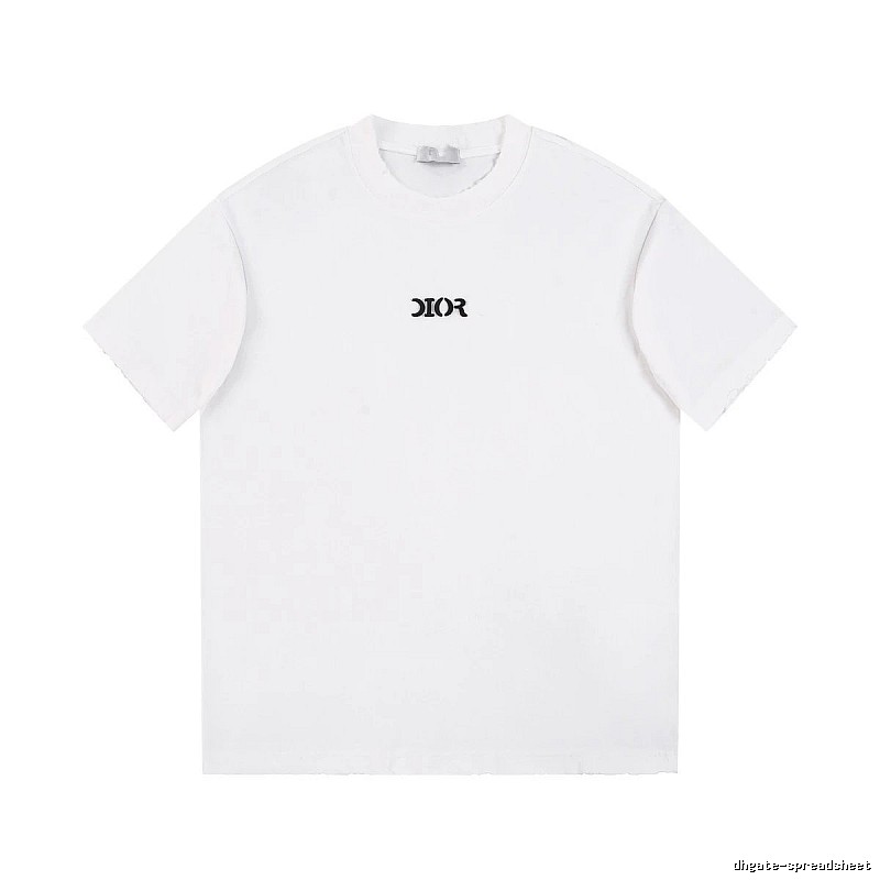 Dior Minimalist Style Embroidered Logo White Short-sleeved T-shirt