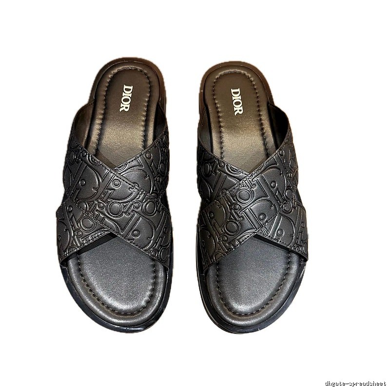 Dior Monogram Collection Light Luxury Style Black Slides
