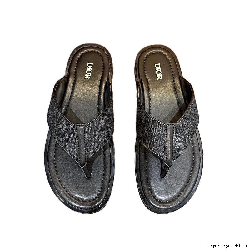 Dior Monogram Light Luxury Style Black Flip-flops