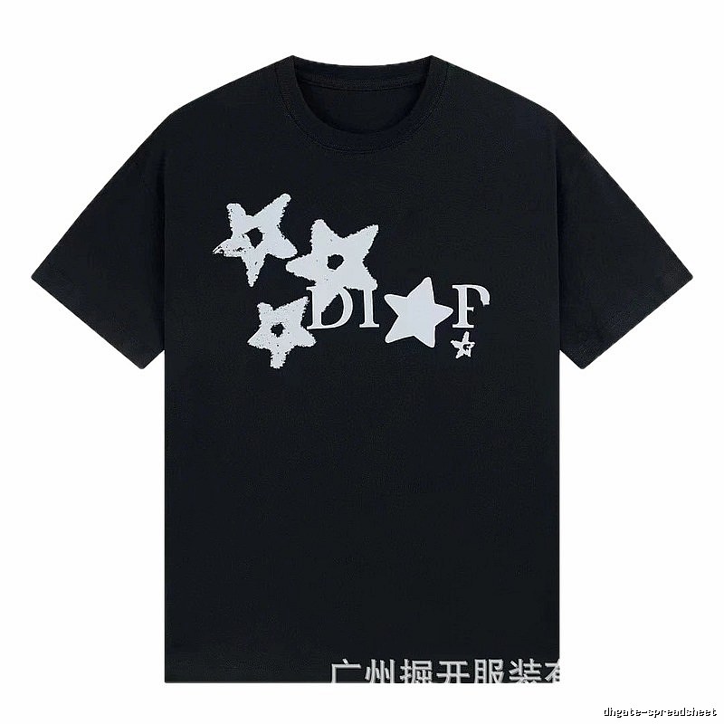 Dior Star Print Street Style Black T-Shirt