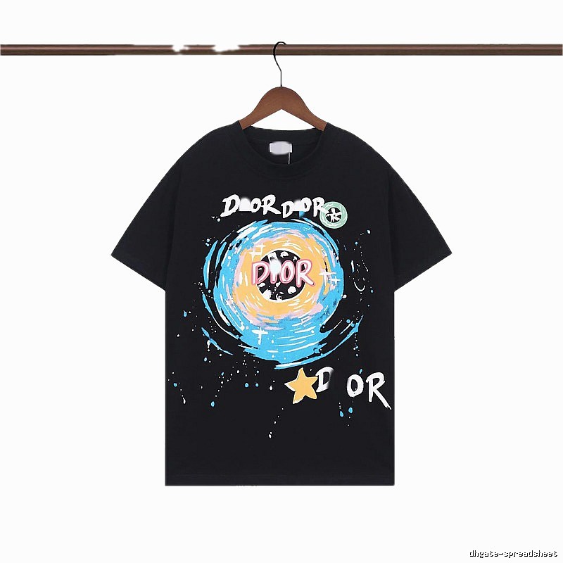 Dior Starry Sky Graffiti Style Black Short-sleeve T-Shirt