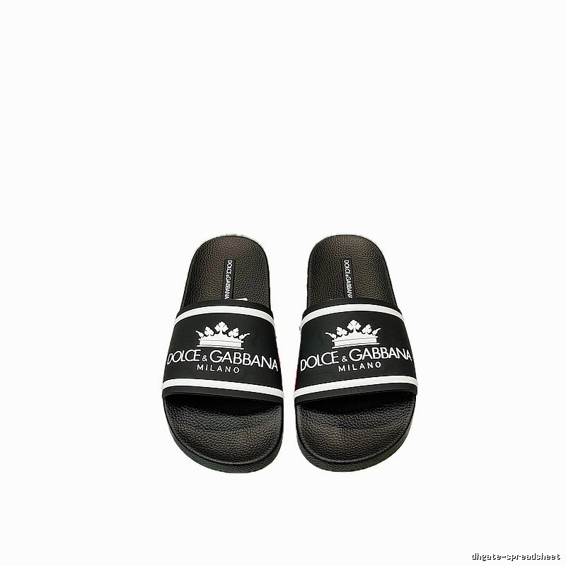 Dolce & Gabbana Crown Collection Light Luxury Style Black Slides