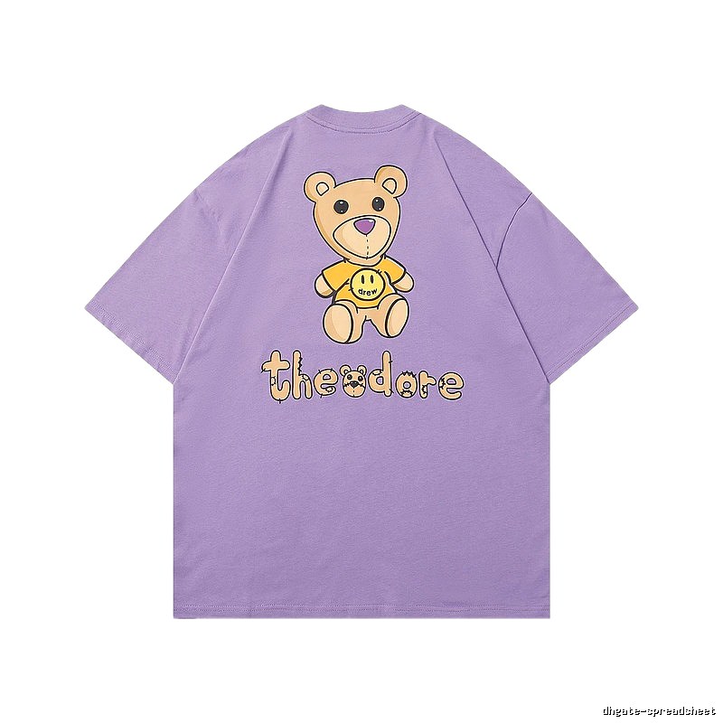 DREW Bear Print Street Style Purple T-shirt
