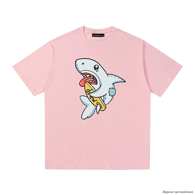 DREW Cartoon Style Shark Print Pink T-shirt