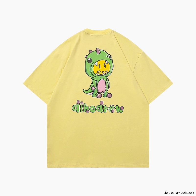 DREW Dinosaur Print Street Style Yellow Short-sleeve T-shirt