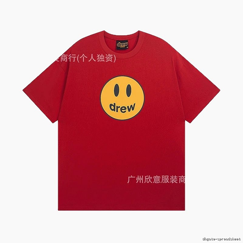 DREW Smiley American Street Style Red Short Sleeve T-Shirt