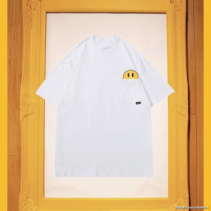 DREW Smiley Face Pocket Street Style White T-Shirt
