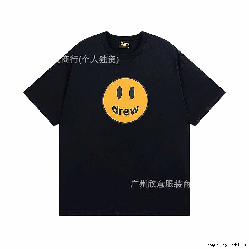 DREW Smiley Street Style Black Short-sleeve T-shirt