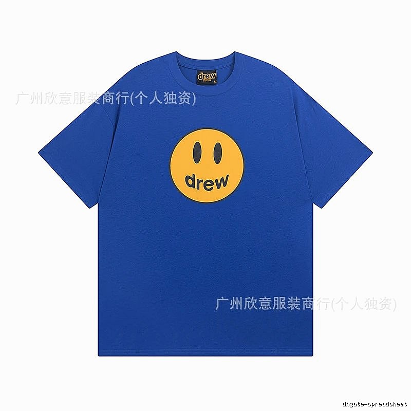 DREW Smiley Street Style Klein Blue Short Sleeve T-shirt