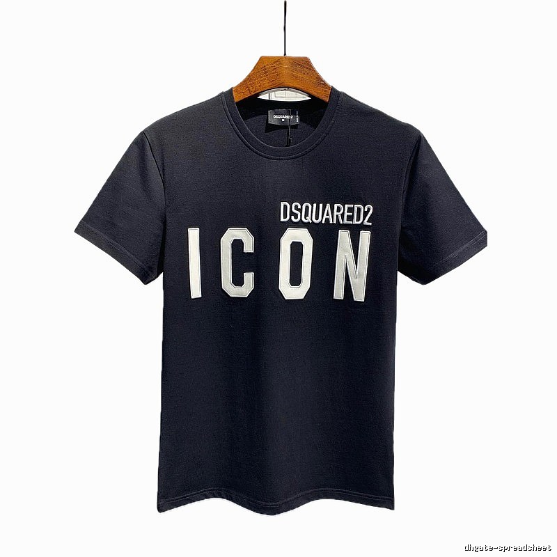 DSQ ICON Trendy Streetwear Style Black Short-sleeve T-shirt