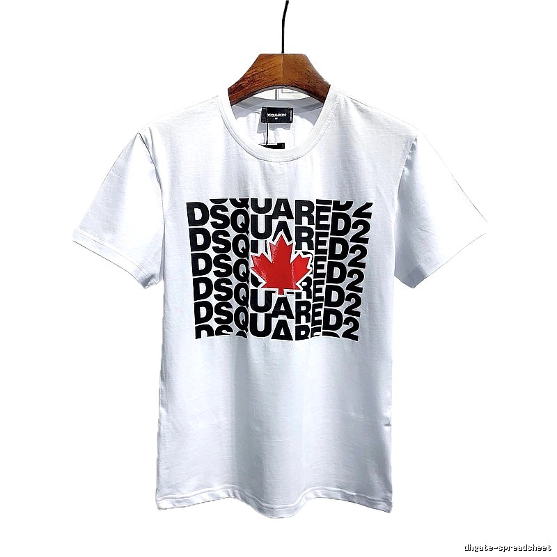 DSQ2 Maple Leaf Print Street Style White Short Sleeve T-Shirt