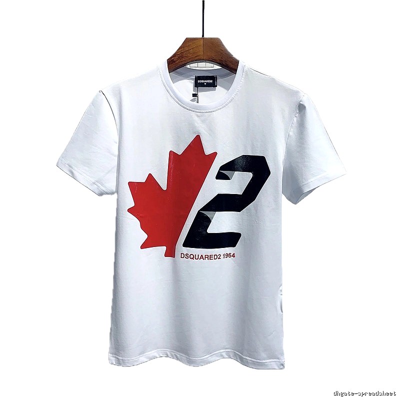 DSQUARED2 Maple Leaf Printed Streetwear White T-Shirt
