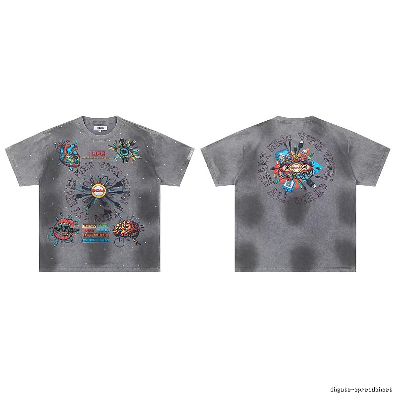 DUAA Cyber Print Street Style Grey T-Shirt