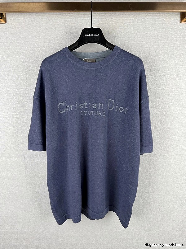 Dusty Blue Dior Oversized Short-Sleeve Sweatshirt - Resort Edit