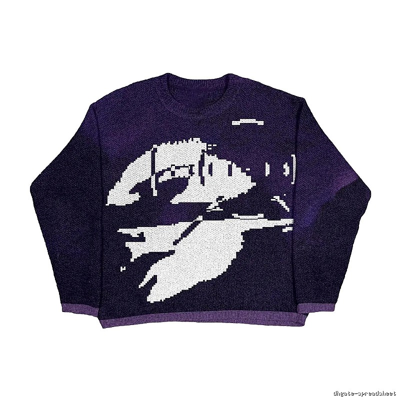 Easy Match Anime graphic sweater Black Knit Top for Leisure Wear