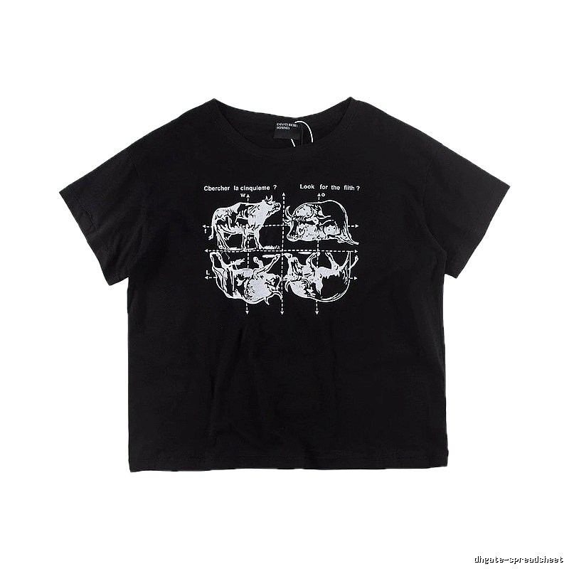 ERD Bull Print Street Style Black Short Sleeve T-shirt
