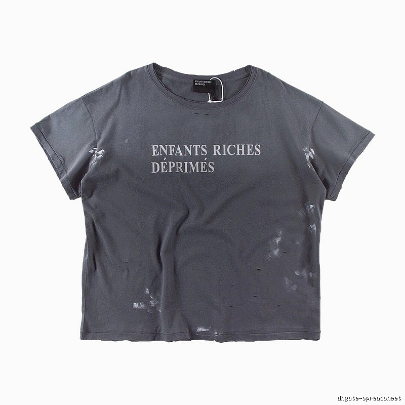 ERD Ink-splatter Distressed Vintage Style Gray Short Sleeve T-shirt