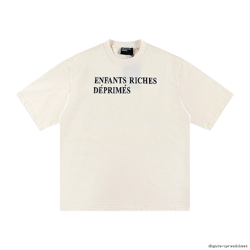 ERD Letter Print Minimalist Style Off-white Short-sleeve T-shirt