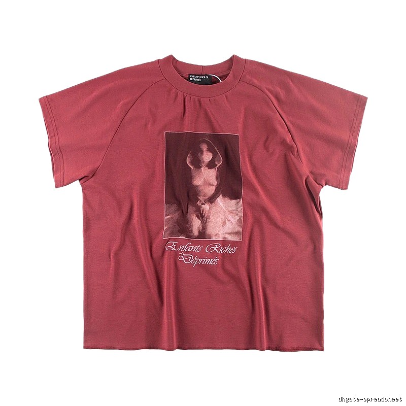 ERD Portrait Print Vintage Style Burgundy T-shirt
