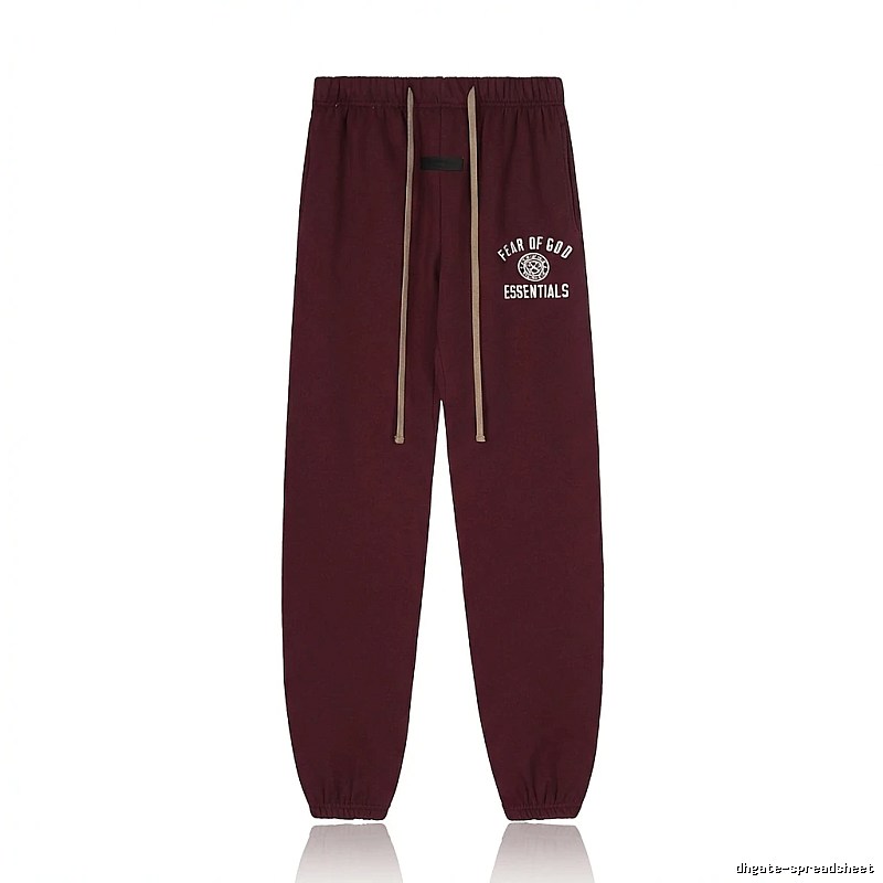 ESSENTIALS Trendy Casual Wine Red Sweatpants