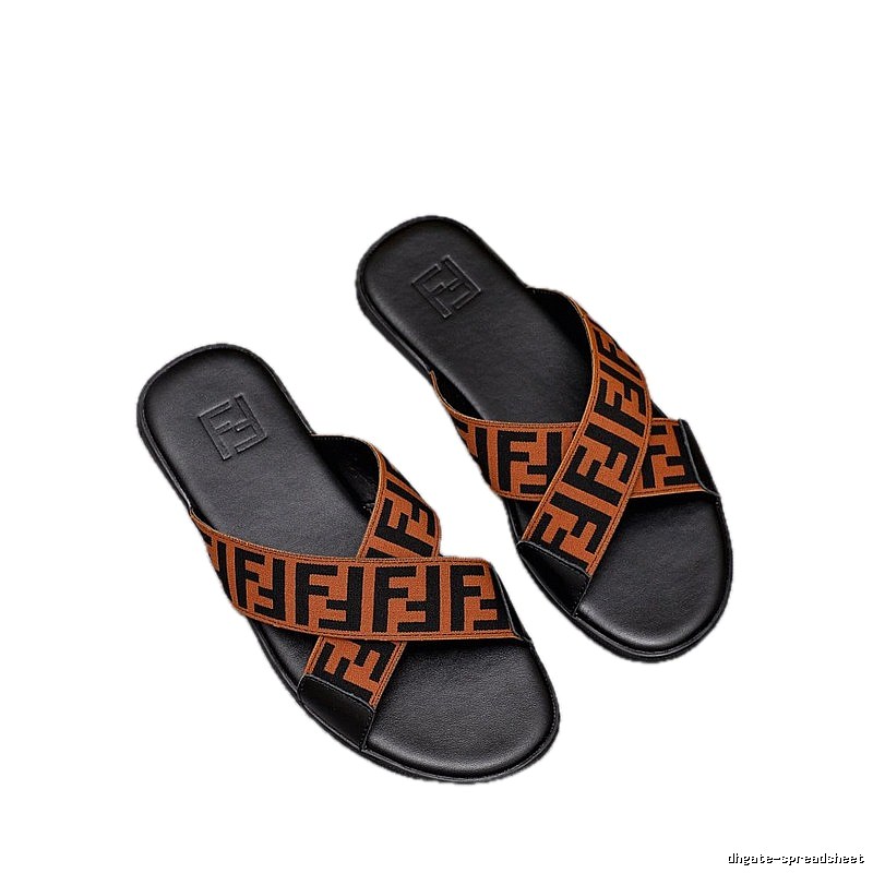 Fendi Double F Monogram Vintage-style Brown and Black Slide Sandals