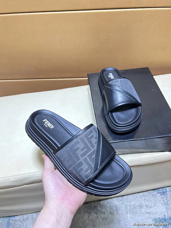Fendi FF Monogram Trendy & Cool Black & Gray Casual Slippers