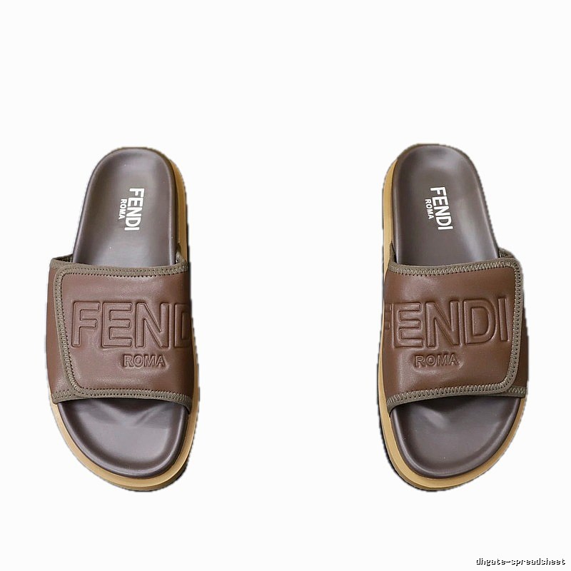 Fendi Roma Light Luxury Style Brown Slides