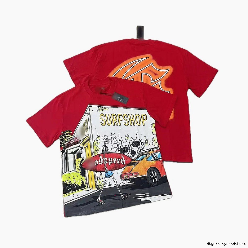 GOD Skull Surf Street Style Red T-Shirt