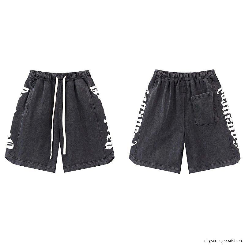 Godspeed Gothic Print Street Style Charcoal Black Shorts