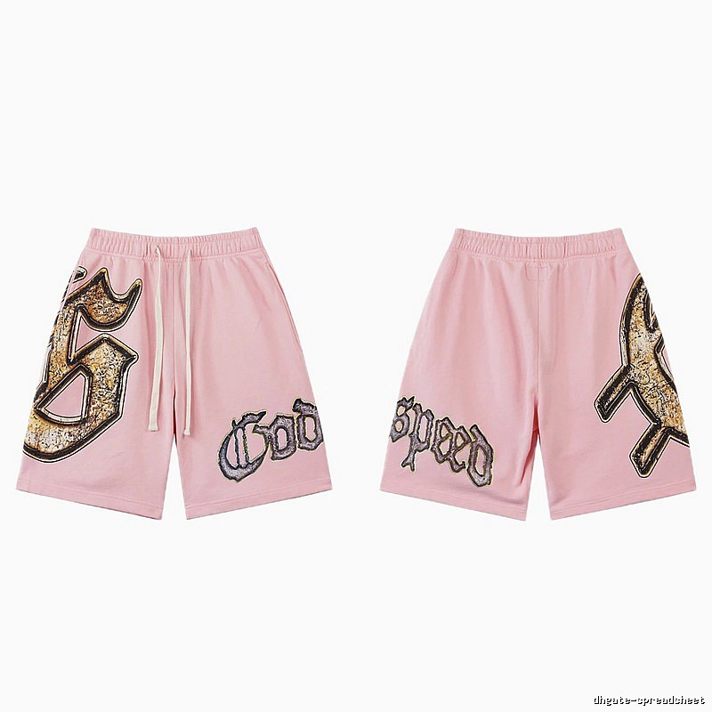 Godspeed Printed Vintage Style Pink Shorts