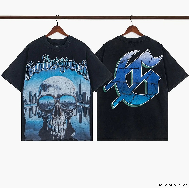 Godspeed Skeleton Print Street Style Black T-Shirt
