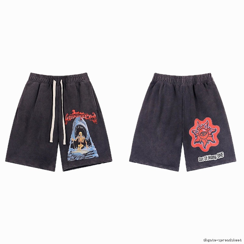 Godspeed Skull Print Trendy Cool Charcoal Gray Shorts