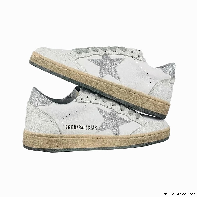Golden Goose Ballstar Silver - White Retro Athletic Shoes